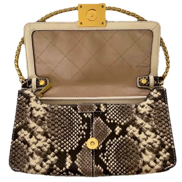 Michael Kors Sonia Medium Snake Embossed Chain Strap Shoulder Bag Purse - Picture 8 of 12